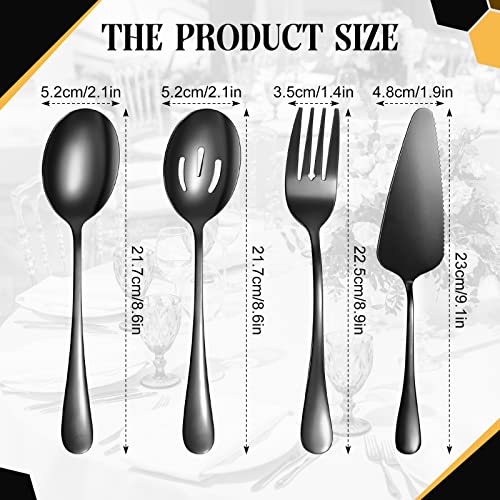 Yetene 19 Pieces Serving Flatware Set Including Stainless Steel Spatulas, Forks, Spoons, Perforated, Soup, Skimmers Spoon, Buffet Tongs, Heavy Duty Serving Tongs for Home(Black) - My Kitchen Products