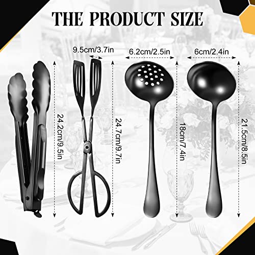 Yetene 19 Pieces Serving Flatware Set Including Stainless Steel Spatulas, Forks, Spoons, Perforated, Soup, Skimmers Spoon, Buffet Tongs, Heavy Duty Serving Tongs for Home(Black) - My Kitchen Products