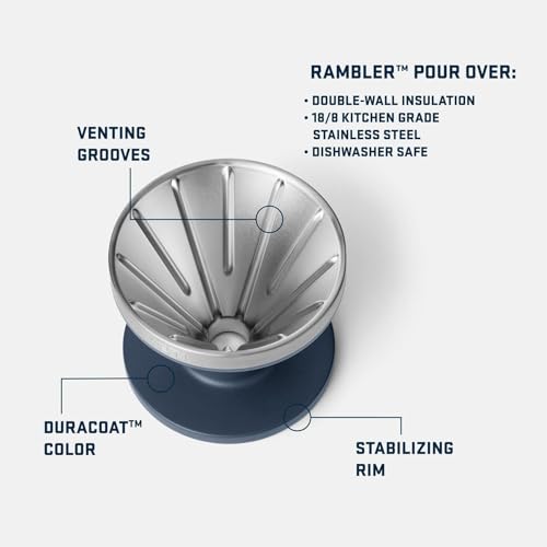 YETI Pour Over Coffee Maker Accessory Ramblers, Designed for Perfect Coffee Extraction Anywhere, Stainless Steel, fits any V60 Filter, Cape Taupe - My Kitchen Products