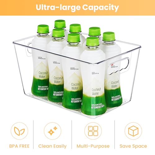 YIHONG 6 Pack Clear Pantry Organizer Bins, Plastic Containers with Handle for Kitchen,Freezer,Cabinet,Closet,Bathroom Under Sink Storage - My Kitchen Products