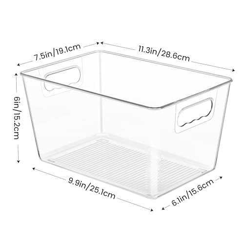 YIHONG 6 Pack Clear Pantry Organizer Bins, Plastic Containers with Handle for Kitchen,Freezer,Cabinet,Closet,Bathroom Under Sink Storage - My Kitchen Products