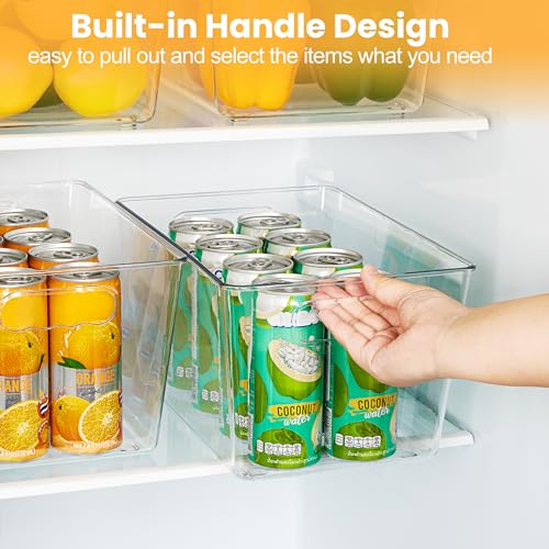 YIHONG 6 Pack Clear Pantry Organizer Bins, Plastic Containers with Handle for Kitchen,Freezer,Cabinet,Closet,Bathroom Under Sink Storage - My Kitchen Products