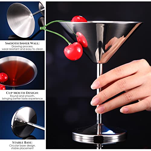 Yinder 12 Pcs Stainless Steel Martini Glasses Bulk 8.5oz Shatterproof Metal Martini Glass Reusable Steel Wine Cocktail Glass 18/8 Mirror Polished Surface Stemware for RV Bar Wedding Graduation Party - My Kitchen Products