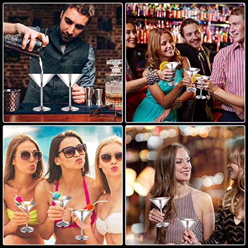 Yinder 12 Pcs Stainless Steel Martini Glasses Bulk 8.5oz Shatterproof Metal Martini Glass Reusable Steel Wine Cocktail Glass 18/8 Mirror Polished Surface Stemware for RV Bar Wedding Graduation Party - My Kitchen Products