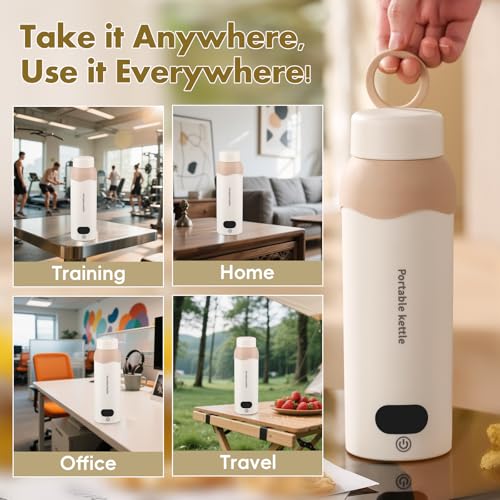 YOIDOO Travel Electric Tea Kettle 316 Stainless Steel, Small Portable Hot Water Kettle with 6 Temperature Control & Automatic Shut Off, 450mL Cute Tea Pot(USB for Warming) - My Kitchen Products