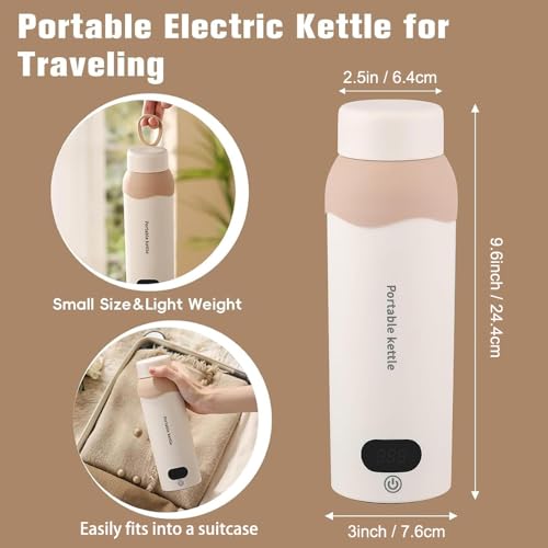 YOIDOO Travel Electric Tea Kettle 316 Stainless Steel, Small Portable Hot Water Kettle with 6 Temperature Control & Automatic Shut Off, 450mL Cute Tea Pot(USB for Warming) - My Kitchen Products
