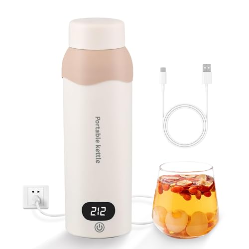 YOIDOO Travel Electric Tea Kettle 316 Stainless Steel, Small Portable Hot Water Kettle with 6 Temperature Control & Automatic Shut Off, 450mL Cute Tea Pot(USB for Warming) - My Kitchen Products
