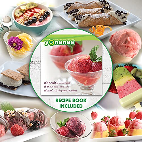 Yonanas Classic Frozen Fruit Soft Serve Maker for Healthy Vegan and Dairy-Free Treats, 200W Silver Machine with 36 Recipes, BPA Free, Easy to Clean, Quick and Simple to Use - My Kitchen Products