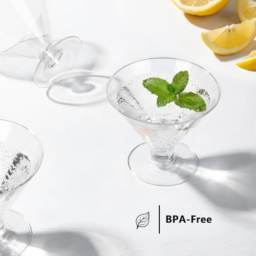 YOUBET 100 PCS Clear Plastic Martini Glasses - 5oz Disposable Cocktail Coupe Glasses for Parties & Gatherings & Weddings & Bars - My Kitchen Products