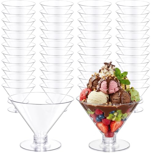 YOUBET 100 PCS Clear Plastic Martini Glasses - 5oz Disposable Cocktail Coupe Glasses for Parties & Gatherings & Weddings &