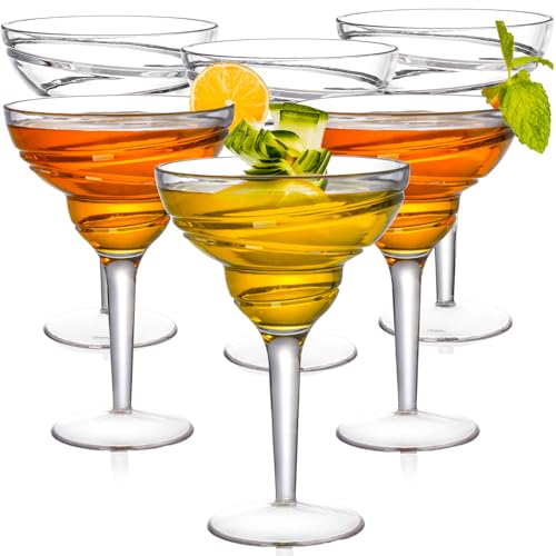 Youeon 6 Pack 12 Oz Hard Acrylic Margarita Glasses with Stem, Shatterproof Acrylic Wine
