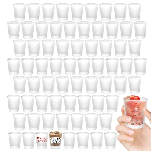 YOUKE OLA 72 Pack Sublimation Shot Glasses Cups with Heavy Base Sublimation Blanks Cute Shot Glass Tumbler Bulk for Heat