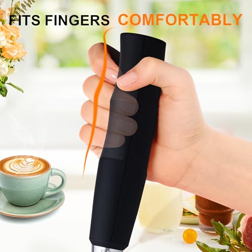 YUSWKO Black Handheld Milk Frother Wand for Coffee, Rechargeable Electric Whisk with 3 Heads 3 Speeds Drink Mixer Coffee Frother For Latte, Cappuccino, Hot Chocolate, Egg - My Kitchen Products