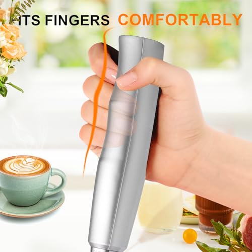 YUSWKO Handheld Milk Frother Wand for Coffee, Rechargeable Electric Whisk with 3 Heads 3 Speeds Drink Mixer Coffee Frother For Latte, Cappuccino, Hot Chocolate, Egg, Silver - My Kitchen Products