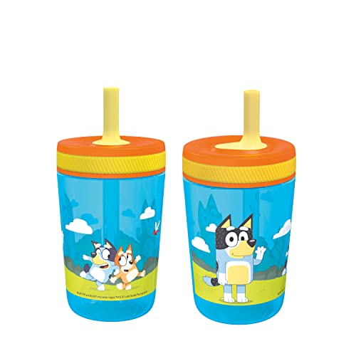 Zak Designs 15oz Bluey Kelso Tumbler Set, Leak-Proof Screw-On Lid with Straw Made of Durable Plastic and Silicone, Perfect Bundle for Kids, 2 Count (Pack of 1) - My Kitchen Products