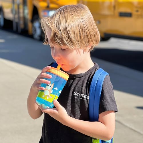 Zak Designs 15oz Bluey Kelso Tumbler Set, Leak-Proof Screw-On Lid with Straw Made of Durable Plastic and Silicone, Perfect Bundle for Kids, 2 Count (Pack of 1) - My Kitchen Products