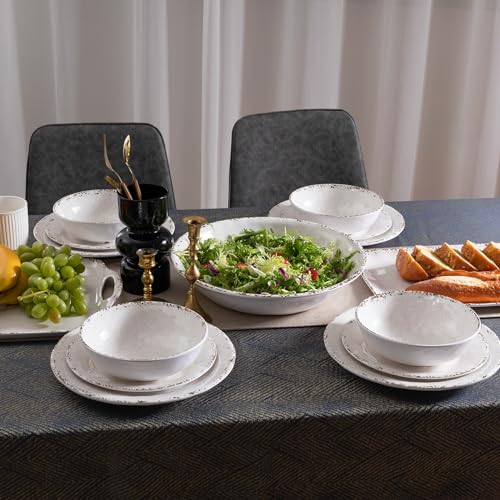 ZAROCRUS Farmhouse Melamine Serving Platters Set of 2, 17"x10" Large Rectangular Melamine Serving Trays for Serving Food on Parties and Entertaining, Dishwasher Safe. Ivory - My Kitchen Products