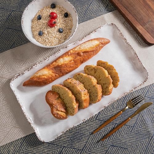 ZAROCRUS Farmhouse Melamine Serving Platters Set of 2, 17"x10" Large Rectangular Melamine Serving Trays for Serving Food on Parties and Entertaining, Dishwasher Safe. Ivory - My Kitchen Products