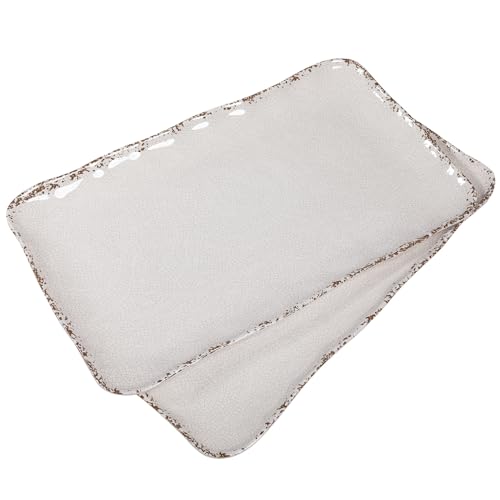 ZAROCRUS Farmhouse Melamine Serving Platters Set of 2, 17"x10" Large Rectangular Melamine Serving Trays for Serving Food on Parties and Entertaining, Dishwasher Safe. Ivory - My Kitchen Products