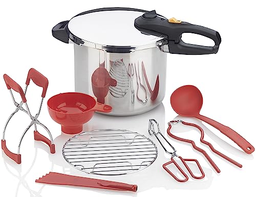 Zavor DUO 8-pc Pressure Canning Set - Pressure Cooker 10 Quart w/Complete Pressure Cooker Canning Kit, including Wide Mouth Canning Funnel, Canning Rack & 5 other Essential Canning Tools - My Kitchen Products