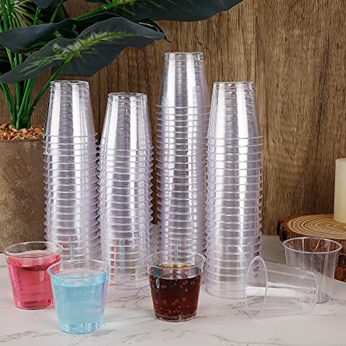 Zcaukya 100 Shot Glasses, 1oz Clear Plastic Disposable Hard Cups, Mini Cups Great Container for Sauce, Sample Tasting, Jello Shots, Pudding - My Kitchen Products