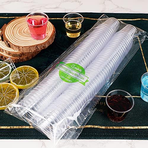 Zcaukya 100 Shot Glasses, 1oz Clear Plastic Disposable Hard Cups, Mini Cups Great Container for Sauce, Sample Tasting, Jello Shots, Pudding - My Kitchen Products