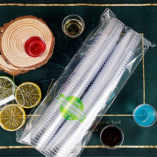 Zcaukya 100 Shot Glasses, 1oz Clear Plastic Disposable Hard Cups, Mini Cups Great Container for Sauce, Sample Tasting, Jello Shots, Pudding - My Kitchen Products