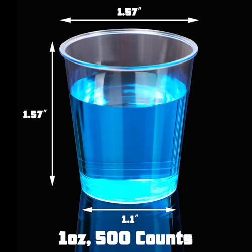 Zcaukya 500 Shot Glasses, 1oz Clear Plastic Disposable Hard Cups, Mini Cups Great Container for Sauce, Sample Tasting, Jello Shots, Pudding - My Kitchen Products