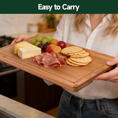 Zeawec 3-Piece Set Bamboo Cutting Board for Kitchen - Crack-Resistant Wood Chopping Boards with Deep Juice Grooves, Pre-Oiled Butcher Block for Meat, Vegetables & Cheese, Carbonized - My Kitchen Products