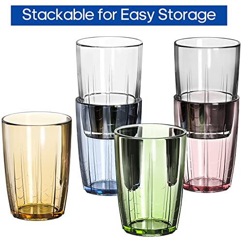 ZEAYEA Set of 6 Acrylic Drinking Cups, 14 oz Unbreakable Water Tumbler, Reusable Plastic Drinking Glasses, Stackable Beverage Tumbler for Juice, Lemonade, Ice Coffee, BPA-free, Dishwasher Safe - My Kitchen Products