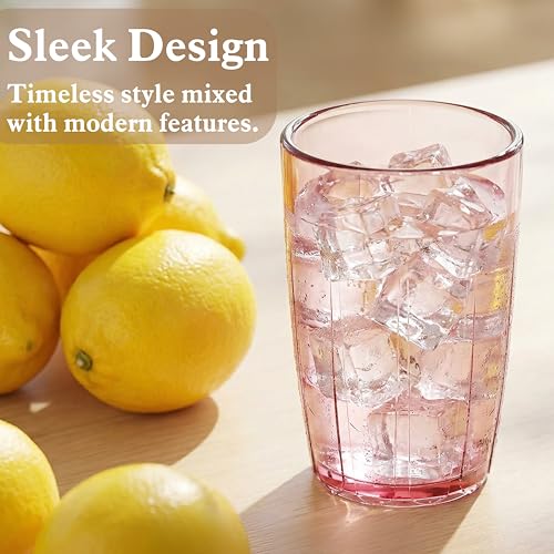 ZEAYEA Set of 6 Acrylic Drinking Cups, 14 oz Unbreakable Water Tumbler, Reusable Plastic Drinking Glasses, Stackable Beverage Tumbler for Juice, Lemonade, Ice Coffee, BPA-free, Dishwasher Safe - My Kitchen Products