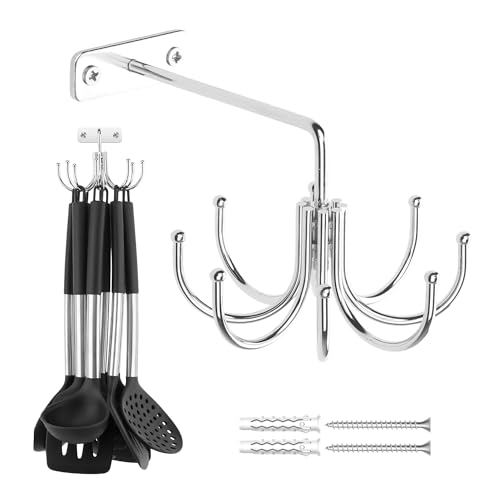 ZEDODIER Kitchen Cooking Utensil Holder, 360° Rotating Kitchen Hooks for Hanging
