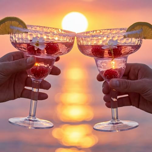 ZENFUN 6 Pack 13 OZ Acrylic Margarita Glasses with Stem, Unbreakable Wine Glass, Shatterproof Cocktail Glasses, Reusable Party Drinking Glass for Martini, Whiskey, Gin, Tequila, BPA-free - My Kitchen Products
