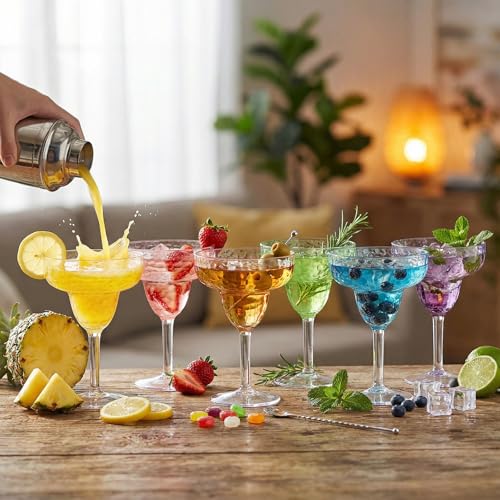 ZENFUN 6 Pack 13 OZ Acrylic Margarita Glasses with Stem, Unbreakable Wine Glass, Shatterproof Cocktail Glasses, Reusable Party Drinking Glass for Martini, Whiskey, Gin, Tequila, BPA-free - My Kitchen Products