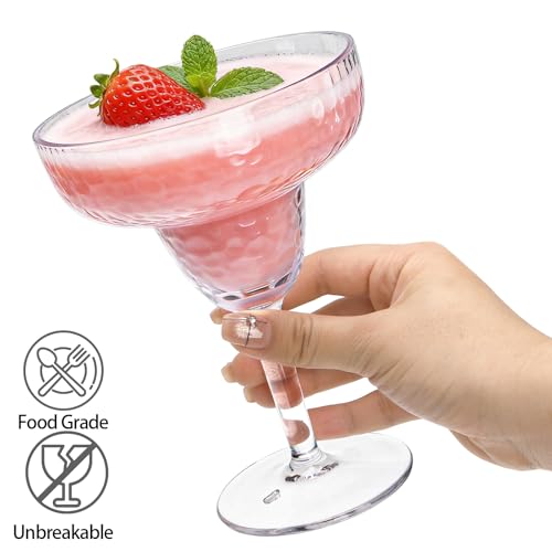 ZENFUN 6 Pack 13 OZ Acrylic Margarita Glasses with Stem, Unbreakable Wine Glass, Shatterproof Cocktail Glasses, Reusable Party Drinking Glass for Martini, Whiskey, Gin, Tequila, BPA-free - My Kitchen Products