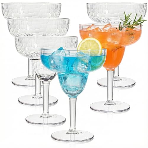 ZENFUN 6 Pack 13 OZ Acrylic Margarita Glasses with Stem, Unbreakable Wine Glass, Shatterproof Cocktail