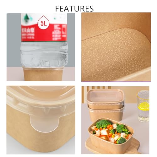 Zentriqlla 50 Pack 25oz Paper Meal Prep Containers with Lids, Disposable Kraft Food Containers, Stackable Oil-Proof Takeout Salad Bowls for Meal Prep, Picnic, Party Supplies, Microwave Freezer Safe - My Kitchen Products
