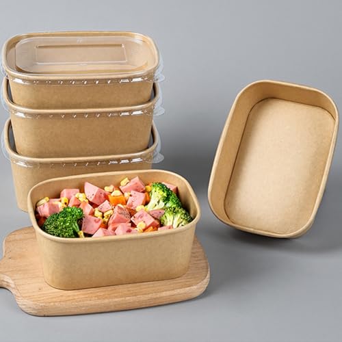 Zentriqlla 50 Pack 25oz Paper Meal Prep Containers with Lids, Disposable Kraft Food Containers, Stackable Oil-Proof Takeout Salad Bowls for Meal Prep, Picnic, Party Supplies, Microwave Freezer Safe - My Kitchen Products