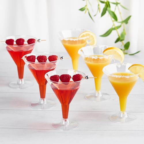 Zezzxu 24 Pack Plastic Martini Glasses 7 Oz Disposable Cocktail Glasses, Tall Mini Martini Glasses Perfect for Fall Halloween Party Birthday Wedding and All Events - My Kitchen Products