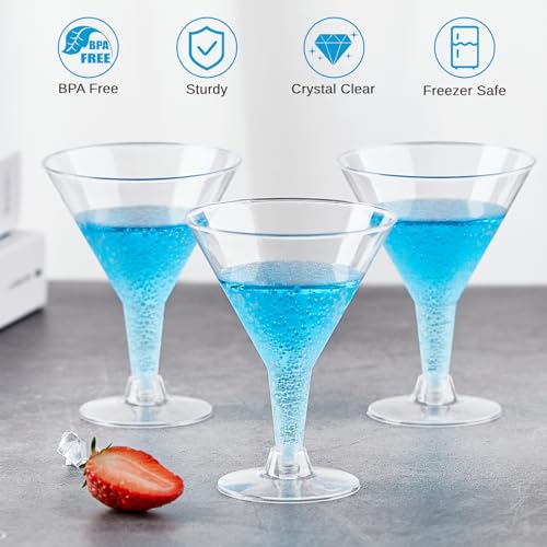 Zezzxu 24 Pack Plastic Martini Glasses 7 Oz Disposable Cocktail Glasses, Tall Mini Martini Glasses Perfect for Fall Halloween Party Birthday Wedding and All Events - My Kitchen Products