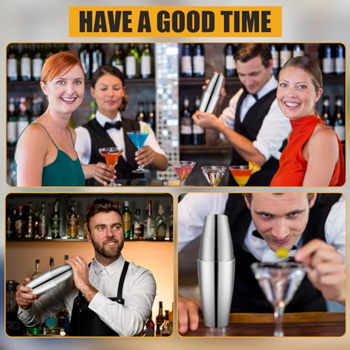 Zhehao 24 Pcs Silver Cocktail Shaker Professional Bar Boston Shaker Set Stainless Steel Martini Shake Drink Mixer Basic Tool Weighted Shake Metal Can Bartending Tins for Beginner, 18oz, 28oz - My Kitchen Products