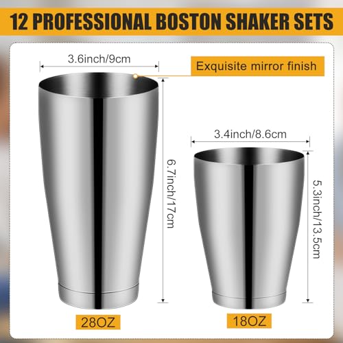 Zhehao 24 Pcs Silver Cocktail Shaker Professional Bar Boston Shaker Set Stainless Steel Martini Shake Drink Mixer Basic Tool Weighted Shake Metal Can Bartending Tins for Beginner, 18oz, 28oz - My Kitchen Products