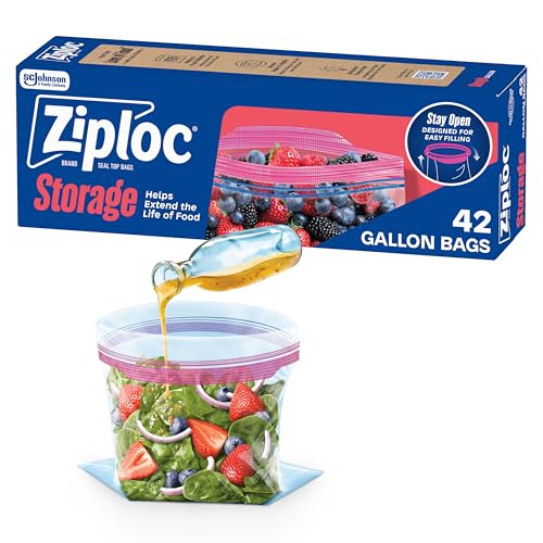 Ziploc Gallon Food Storage Bags, Stay Open Design with Stand-Up Bottom, Easy to Fill, 42 Count - My Kitchen Products