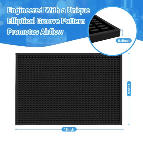 ZJWZLG Bar Mat - Premium 18"X12" Rubber Bar Mats for Countertop, Non-slip Dish Drying Pad & Bartender Mat with for Fast Drying, Ideal Bar Tools for Home Bar, Cocktail Set, And Kitchen Use(Black) - My Kitchen Products
