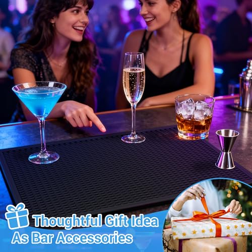 ZJWZLG Bar Mat - Premium 18"X12" Rubber Bar Mats for Countertop, Non-slip Dish Drying Pad & Bartender Mat with for Fast Drying, Ideal Bar Tools for Home Bar, Cocktail Set, And Kitchen Use(Black) - My Kitchen Products