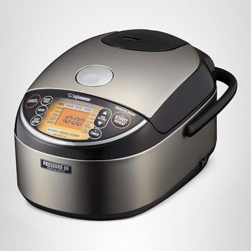 Zojirushi NP-NWC10XB 5.5-Cup Pressure Induction Heating Rice Cooker and Warmer (Stainless Black) - My Kitchen Products