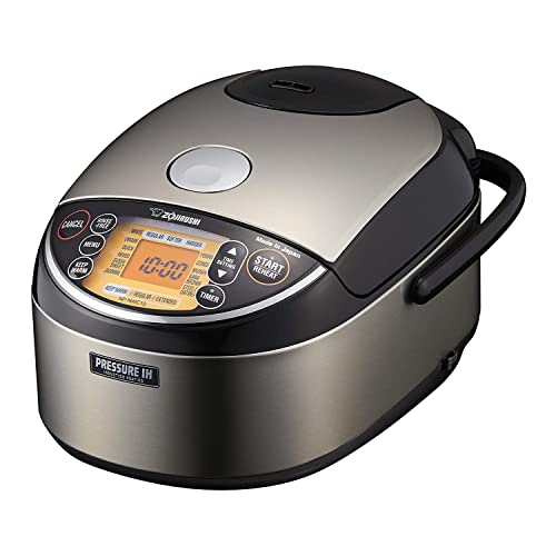 Zojirushi NP-NWC10XB 5.5-Cup Pressure Induction Heating Rice Cooker and Warmer (Stainless Black) - My Kitchen Products