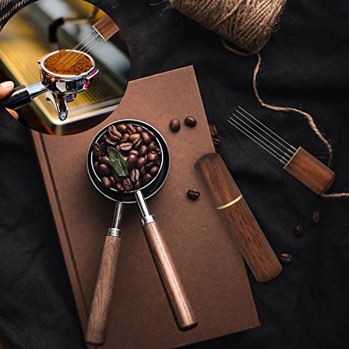 Zolunu Espresso Coffee Stirrer 5 Needles 0.4mm Espresso Distribution Tools, Natural Wood Handle and Stand (Rosewood) - My Kitchen Products
