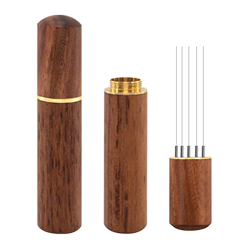 Zolunu Espresso Coffee Stirrer 5 Needles 0.4mm Espresso Distribution Tools, Natural Wood Handle and Stand (Rosewood) - My Kitchen Products