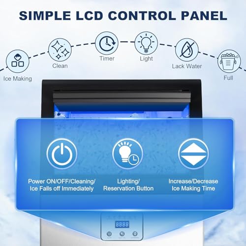Zomagas 90LBS/24H Commercial Ice Maker Machine, Undercounter or Freestanding Stainless Steel Ice Machine with 25LBS Storage, 32 Cubes/Cycle, Self-Cleaning & Quiet Operation for Home, Bar, Restaurant - My Kitchen Products